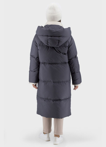 Темно-серый зимний Пуховик No Brand