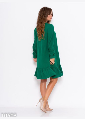 Зеленое деловое, повседневный платье с воланом No Brand однотонное