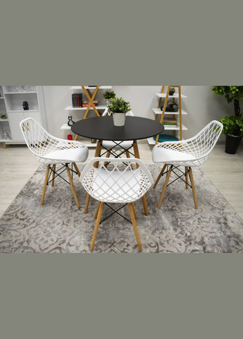 Стул Sakai с деревянными ножками ажурная спинка белый Leobert (301865688)