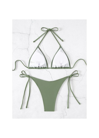 Оливковий літній роздільний купальник-шторка на зав'язках – чорний (куп-мотуз-кіл) роздільний Vakko