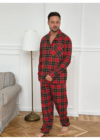 Пижама 3815 турецкая премиальная фланель,в клетку брюки и рубашка Україна (371575544)