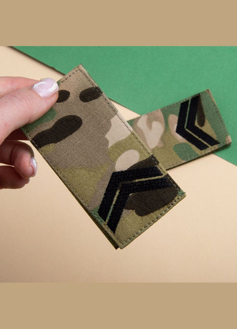 Набір шевронів 2 шт. з липучкою Звання ВСУ Капрал 5х10 см, вишитий патч шеврон мультикам IDEIA (329726861)