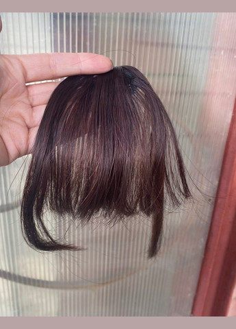 Челка накладная темно-коричневая каштановая на шпильке 2/33 с удлинением из искусственных волос No Brand 7511 (321115274)