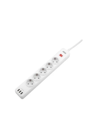 Сетевой фильтр 5хSchuko, 2 м (-SP515M2USBWH), 3 разъема USB, огнеупорный корпус 2E (354728152)