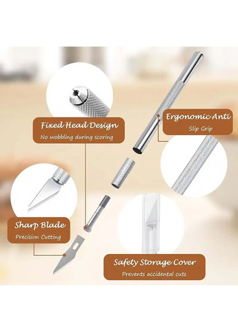 Пекарскрий нож для художественного надрезания теста для хлеба, багета и сдобы хлеборез с 10 сменными лезвиями в футляре Kitchen Master (365549392)