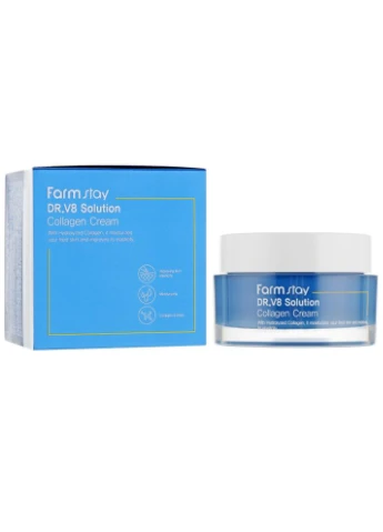 Антивіковий крем для обличчя з колагеном Dr.V8 Solution Collagen Cream 50 мл (8809624723614) FarmStay (360715248)