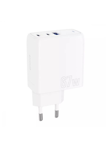 Зарядний пристрій Shot GaN 67 W (2TypeC + USB) біле Proove (293945169)