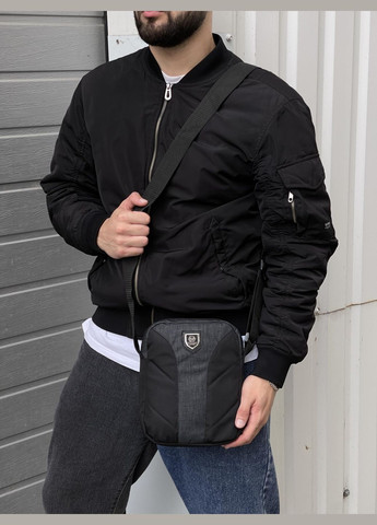 Барсетка темно-сірий меланж із чорним No Brand (330258869)