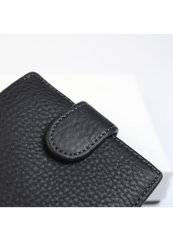 Мужской маленький кожаный черный кошелек портмоне на кнопке с зажимом для купюр No Brand (360989537)