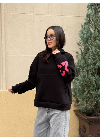 Жіноче спортивне худі на флiсi чорного кольору 35499 Fashion (365642404)