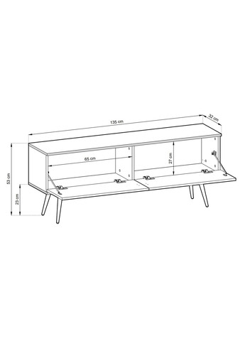 Тумба под телевизор Оро/Oro 2-дверная с черными ножками RTV135 MDF (PFH-091334) Perfect Home (367179132)