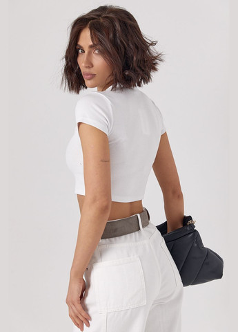 Жіноча футболка в рубчик з ведмедиком Lurex - (322655521)