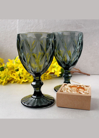 Набір вінтажних чорних келихів для вина "Кварц" 6 шт 240 мл (6433) Hell (303138407)