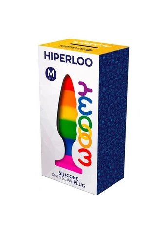 Силиконовая анальная пробка, размер M, диаметр 2,9 см - Hiperloo Silicone Rainbow Plug Wooomy (385186742)