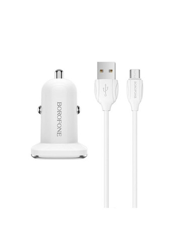 Автомобильное зарядное устройство BZ12A single port QC3.0 with MicroUSB cable 18W White Borofone (304253441)