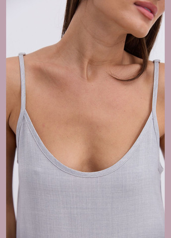 Серое длинное летнее платье с фигурным воланом внизу Arjen