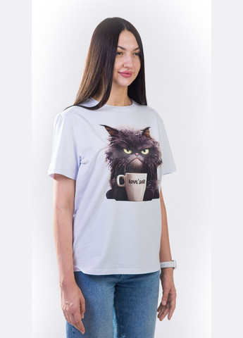 Біла футболка унісекс біла з коротким рукавом з принтом кава кіт love self (кулір) роз. 3xl 4PROFI кулір (298127365)