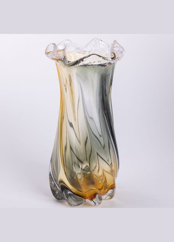 Ваза ручної роботи Lilly скляна 26 см, жовто-сірий Yiwu (328602827)