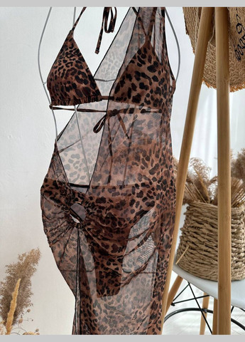 Комбінований літній стильний купальник в комплекті з тунікою роздільний No Brand