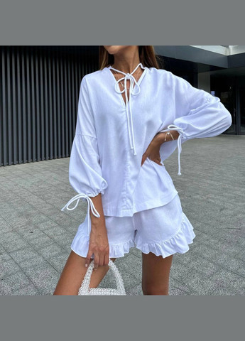 Жіночий лляний костюм блуза + шорти MonCher (333801169)