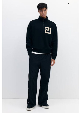 Черный мужской свитшот с принтом loose fit (58580) s черный H&M (364358552)