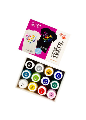 Набор красок для росписи тканей HEART 12×20мл Rosa Talent (362661782)