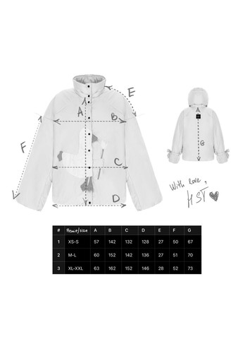 Пудровая демисезонная куртка «уточка» пудра со съемными бантами и пристегивающимся капюшоном HOCHUSOBITAKE