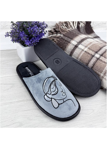 Серые домашние тапочки женские велюровые е-0041-42-1 серые No Brand