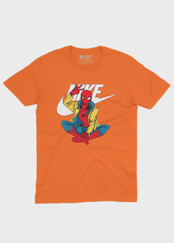 Оранжевая демисезонная футболка для мальчика с принтом супергероя - человек-паук (ts001-1-ora-006-014-030-b) Modno