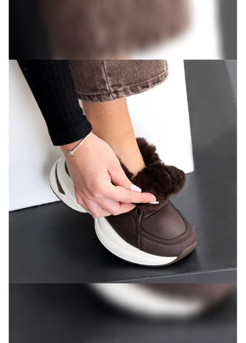 Жіночі зимові кросівки шоколадні теплі на хутрі спортивні темно коричневі комфортні Viki Кросівки темно-коричневі зими (365264672)