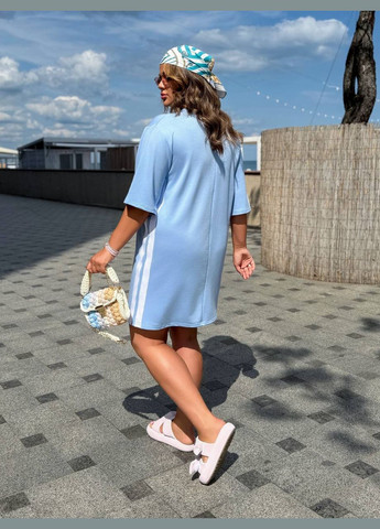 Голубое спортивное, повседневный, домашнее новинка - спортивное платье свободного кроя а-силуэт queensleep_7km в полоску