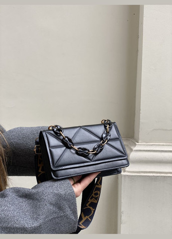 Жіноча сумка 10277 крос-боді на ремінці чорна No Brand (296008214)