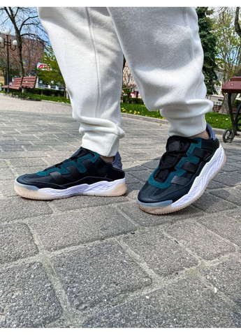 Серые демисезонные кроссовки мужские adidas niteball white black green адидас найтбол No Brand
