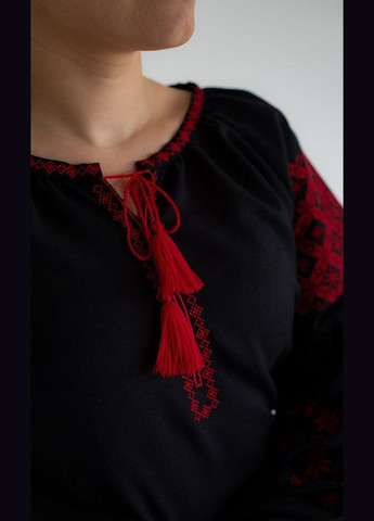 Чорна вишиванка жіноча vishivano4ka 235-2 візерунок геометричний домоткане полотно (336493960)