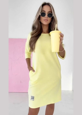 Жовтий сукня з рукавом три чверті Fashion