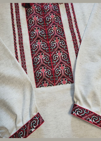 Комбінована чоловіча вишиванка ручної роботи великого розміру з натуральної домотканої тканини "солідна" Hand Made візерунок українська символіка вільна, пряма домоткане полотно, поліестер, льон (331769854)