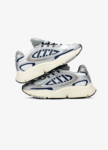 Серо-синие демисезонные кроссовки мужские аdidas ozmillen white silver black if4015 No Brand