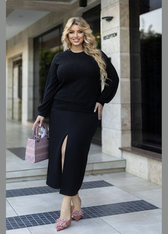 Черный демисезонный свитер женский черного цвета пуловер Let's Shop