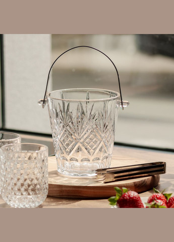 Відерце для льоду скляне 1 л з металевими щипцями HP-19-22GLASS Yiwu (353505122)