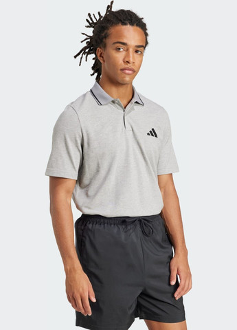 Сіра футболка-поло essentials small logo piqué adidas