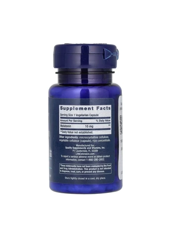 Мелатонін для спокійного сну, 10 мг, Melatonin 10 mg - 60 veg caps Life Extension (304025839)