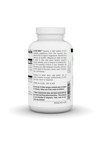 Магній Ultra-Mag для розслаблення та підтримки нервової системи, Ultra-Mag - 180 vcaps Source Naturals (304025738)