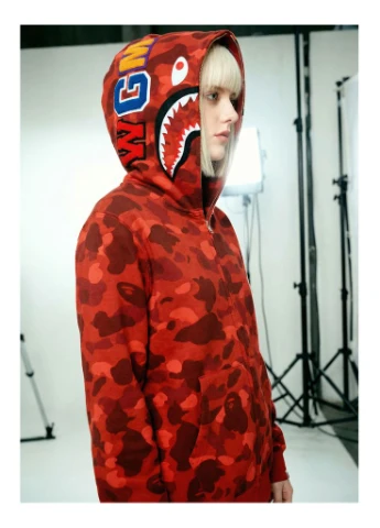 Худи красный Bape A Bathing Ape Shark Purple Camo Full Zip Hoodie Womens (385490648)
