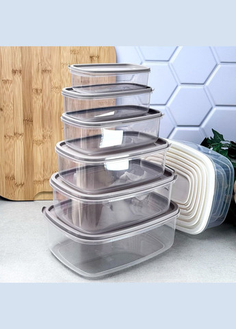 Набір контейнерів прямокутних 6 шт. 0496 capuccino Violet House (370673867)