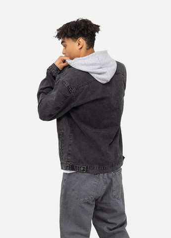 Темно-сіра демісезонна чоловіча джинсова куртка колір темно-сірий цб-00245485 BIG GASTINO