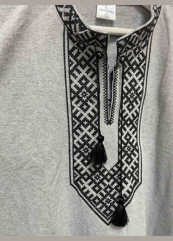 Сіра вишиванка чоловіча сіра чорна вишивка Galychanka візерунок геометричний (345065605)