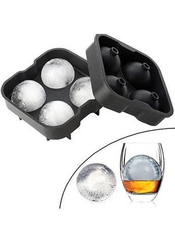Форма для льоду силіконова Куля 4 комірки 12х12х4,5 см Чорний (C051354) Ice (342122360)