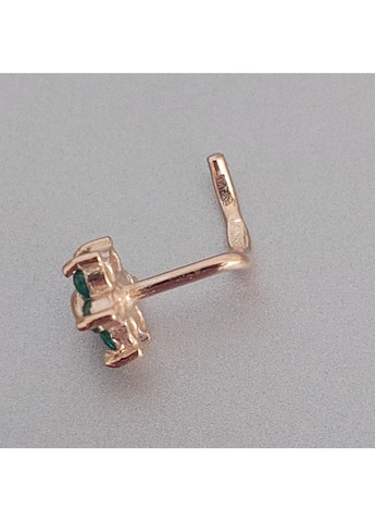 Пирсинг в нос цветок из золота с зелеными фианитами. No Brand (355921908)