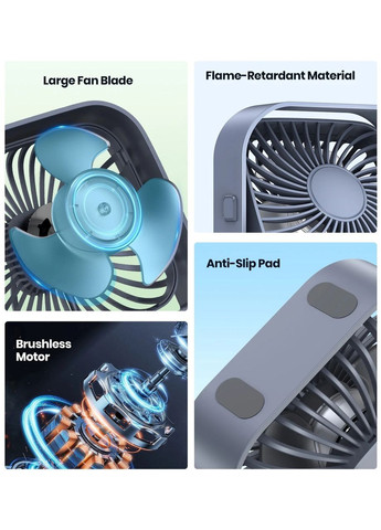 Вентилятор портативний USB 3 швидкості з регулюванням на 360° White No Brand (365721664)