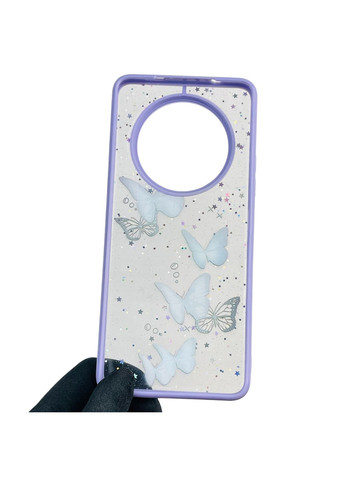 Чехол для Redmi A3 с блёстками с бабочками на сяоми редми а3 сиреневый Xiaomi (366390589)